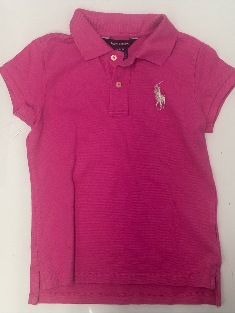 Ralph Lauren Girls Hot Pink Polo with Big Pony logo